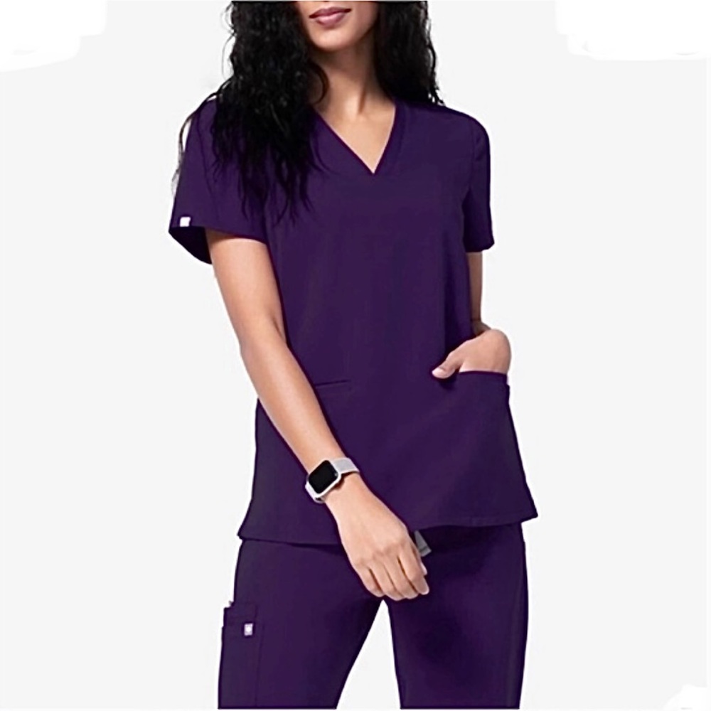 FIGS Technical Collection Livingston Eggplant Purple SCRUB SET! Size Small